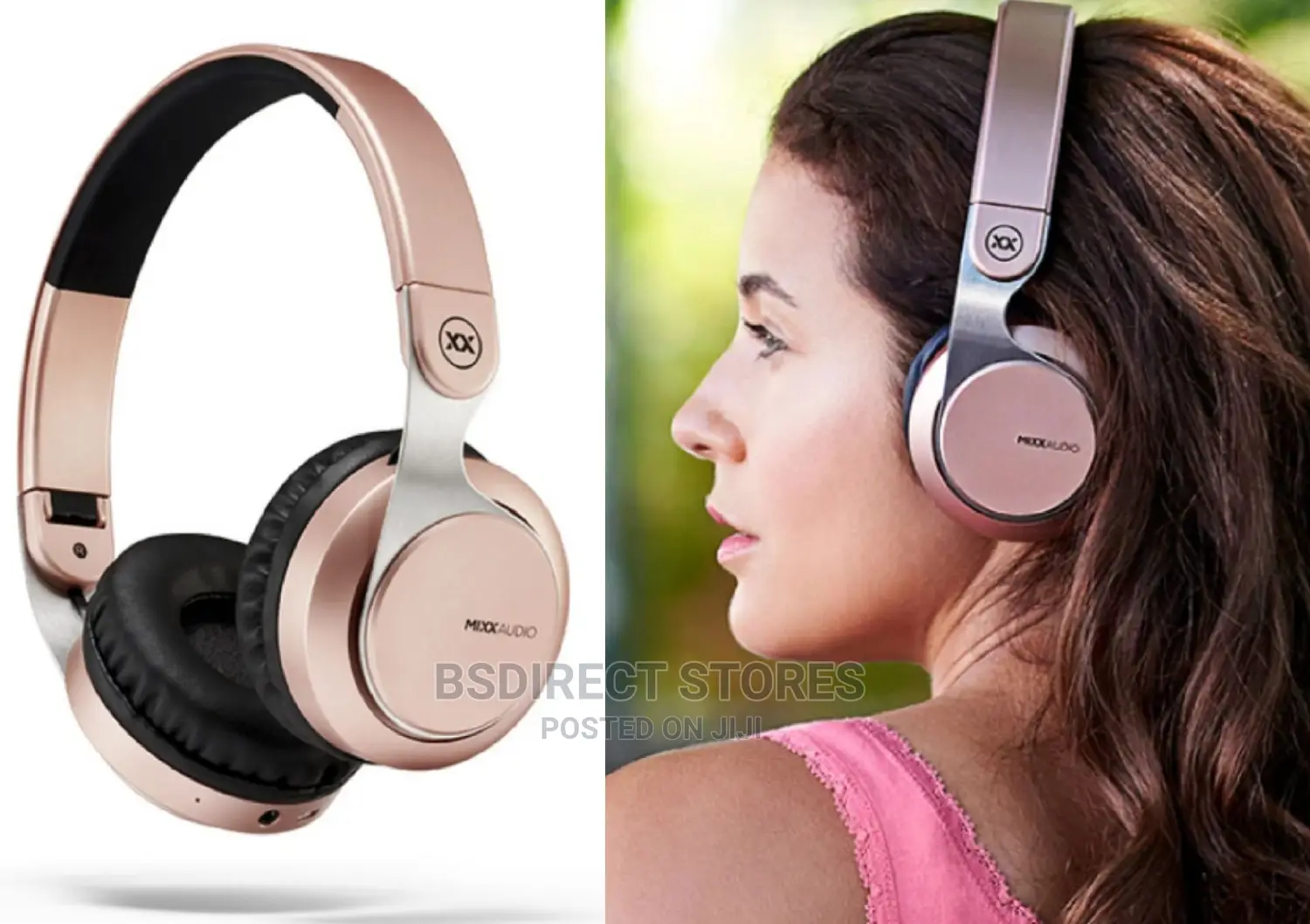 Mixx JX1 Rose Gold Bluetooth Wireless/Wired Headphones-14hrs
