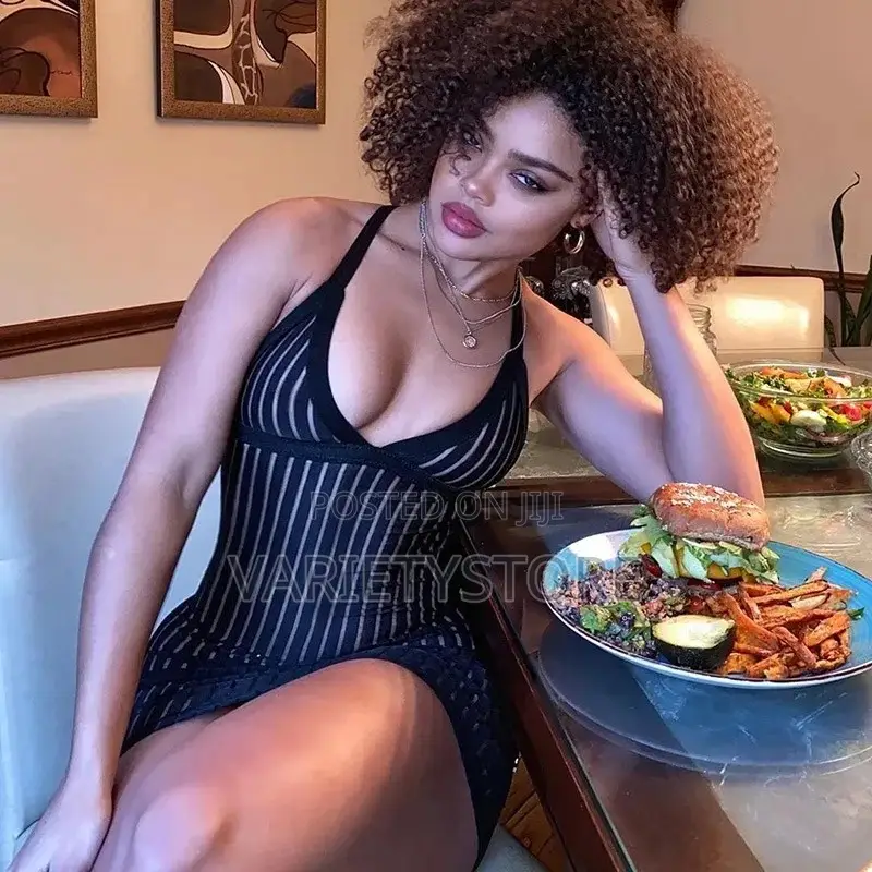 Black Sexy See Through Mesh v-Neck Bodycon Party Mini Dress