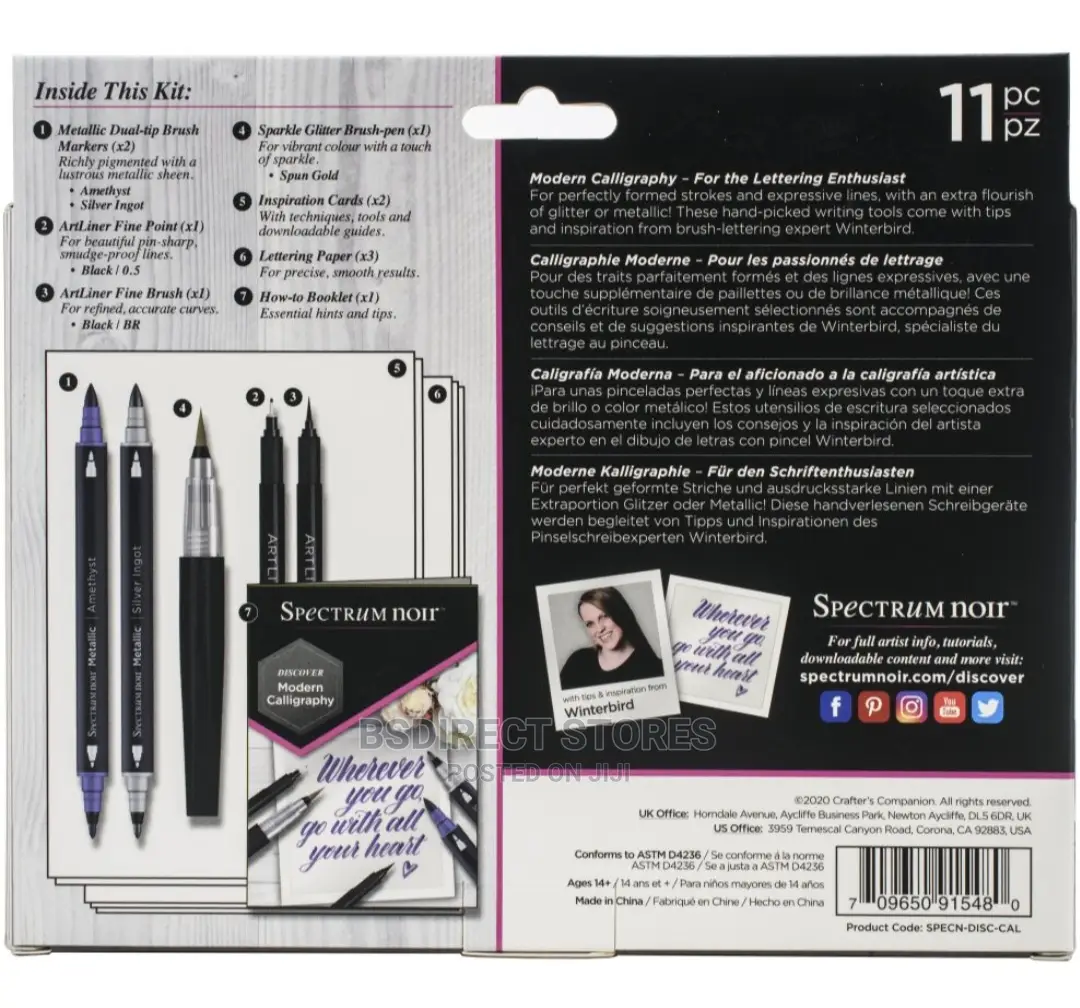 Spectrum Noir Alcohol Marker Colouring Draw Discovery Kit Calligraphy