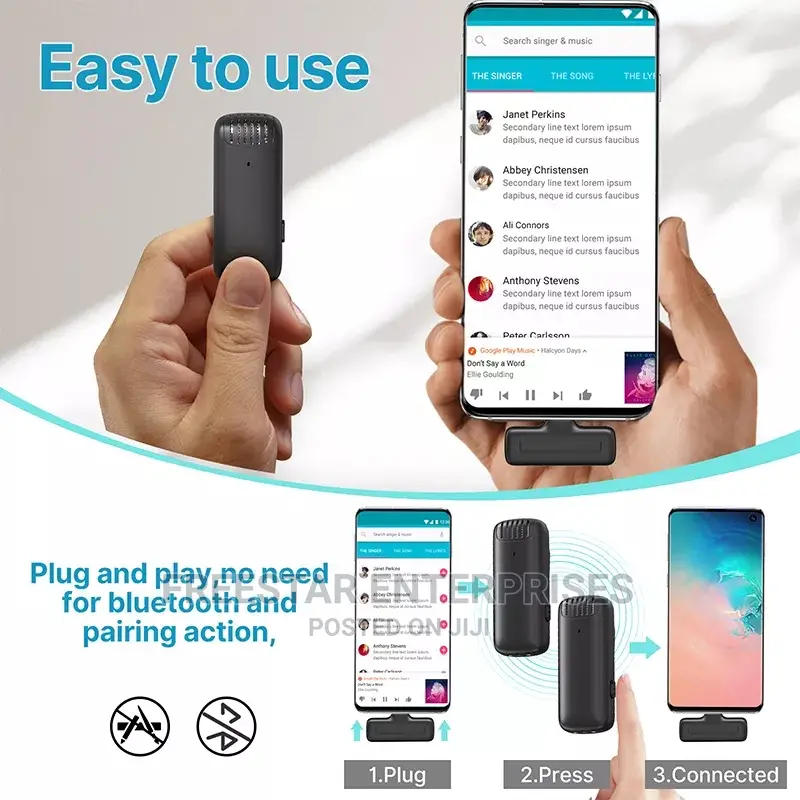 Double iPhone Livestream Microphone Lapel. iPhone Mic.