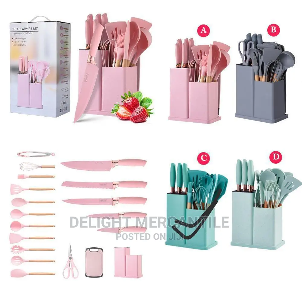 Silicon Kitchen Utensil Chopping Board Spoon Set 19 Pieces