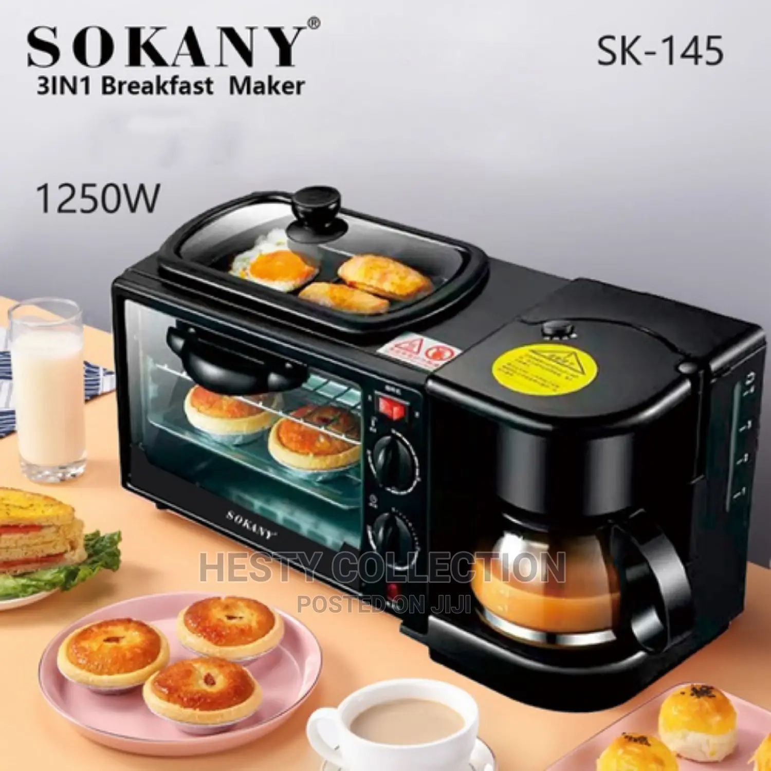 3 in 1 Breakfast Machine for Coffee Maker Toaster Grill