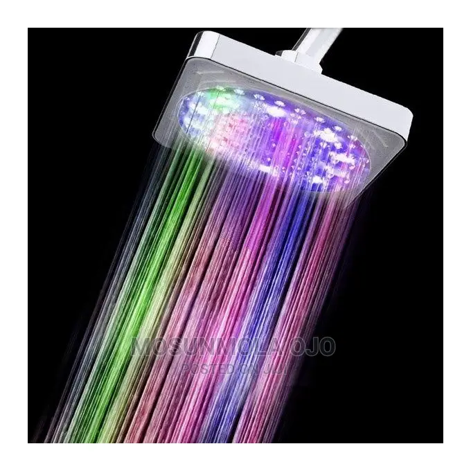 7 Colors LED Auto Changing Shower Square Head Light Bathroom