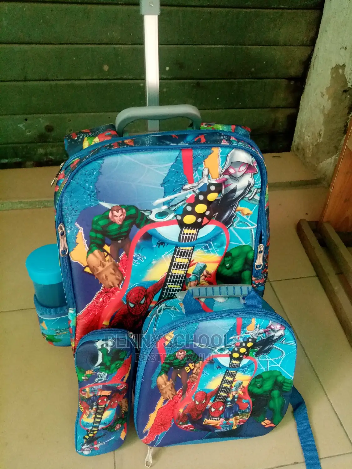 Set of 4 Spider N Friends Kids Children's Trolley School Bag