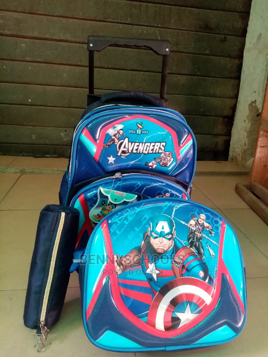 Set of 3 14 Inch Avengers Kids Children's Trolley School Bag