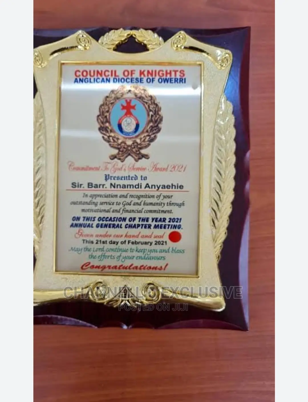 Wooden Award Plaque