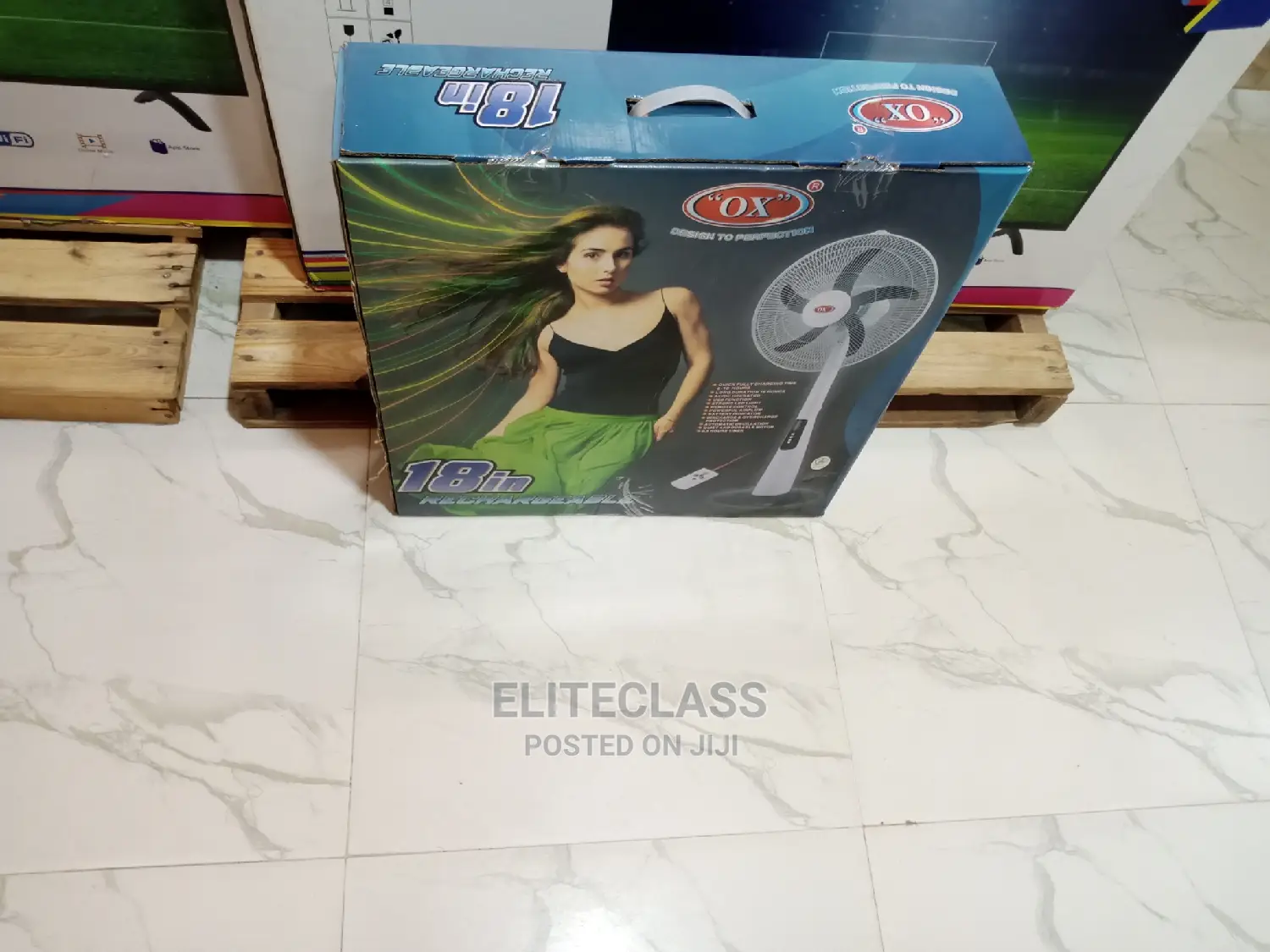 OX 18 Inches Rechargeable Fan With Long Lasting Battery