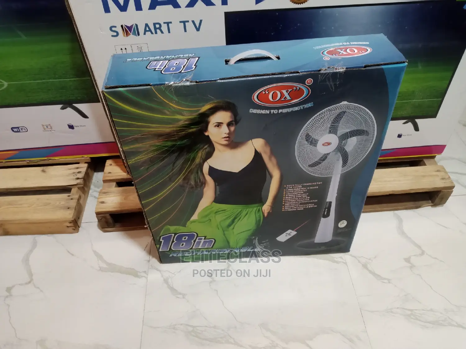 Long Lasting Ox 18 Inches Rechargeable Standing Fan - New