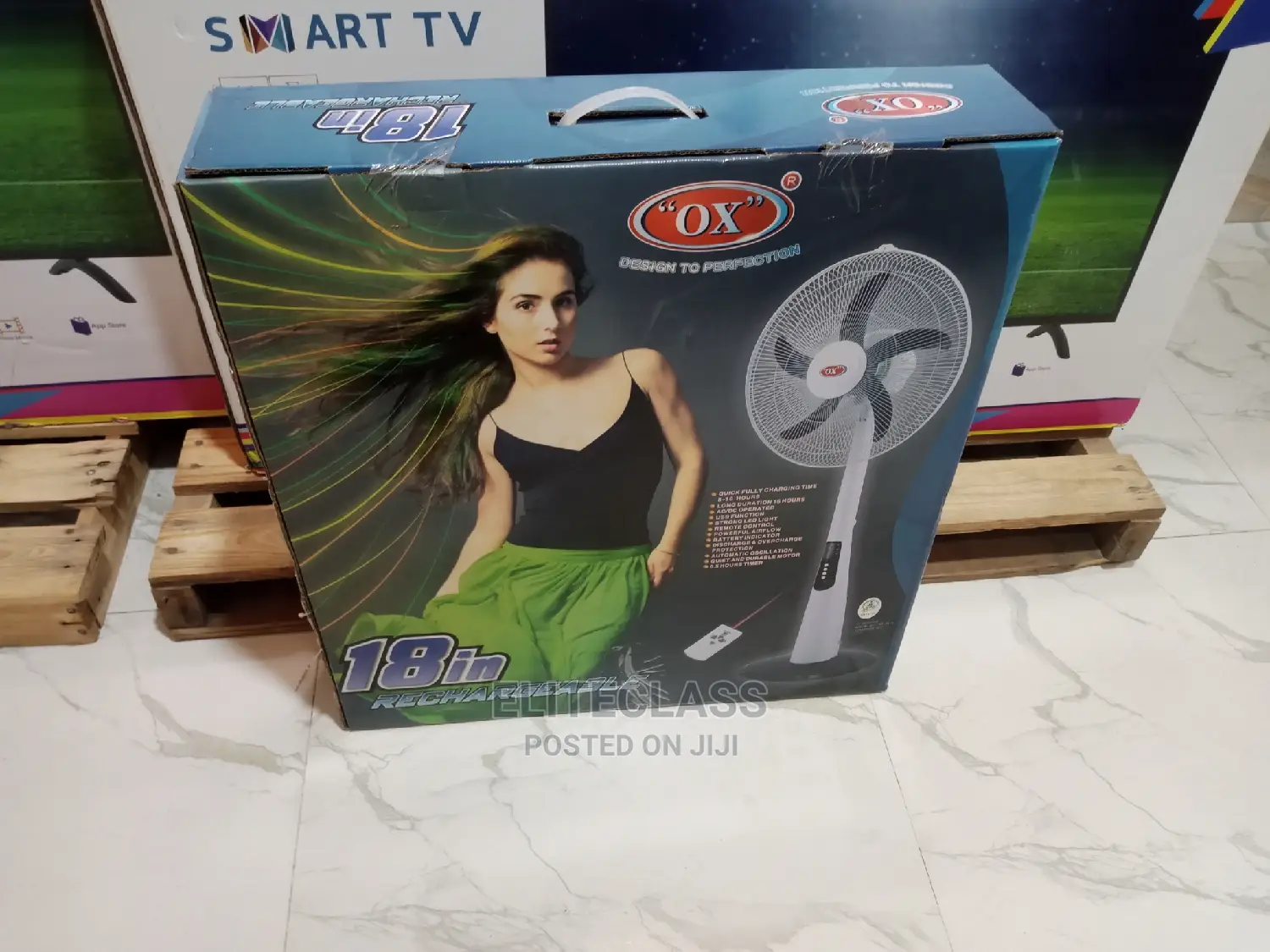 Ox 18 Inches Rechargeable Standing Fan With LED Light