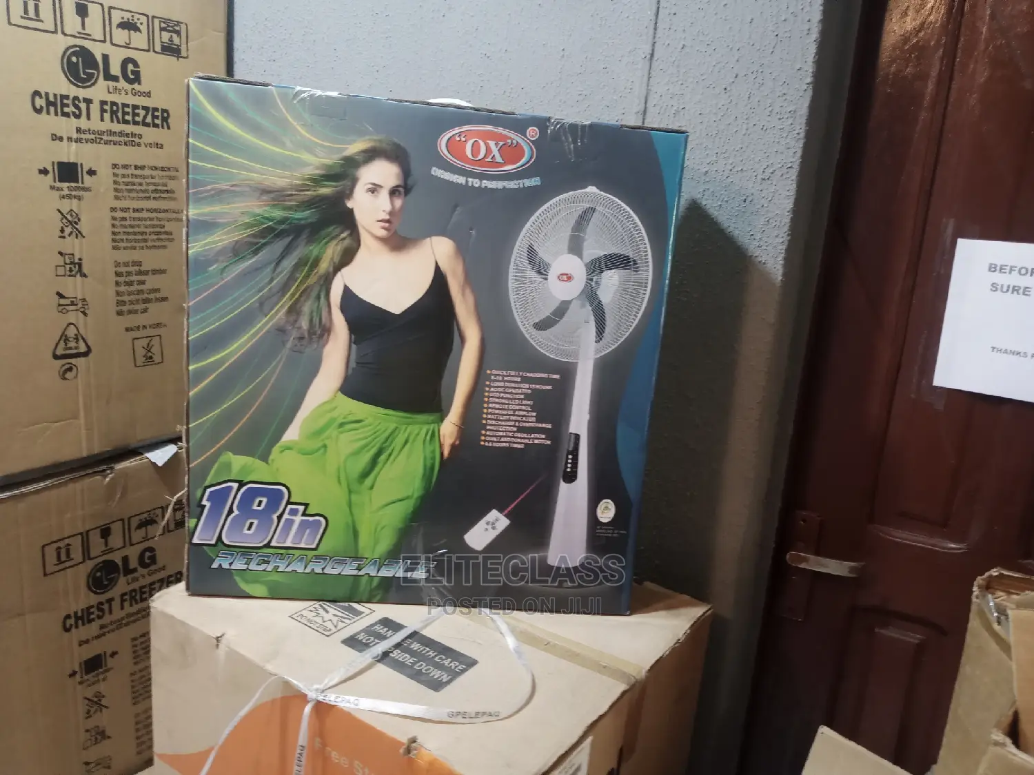 Easy Charging OX 18 Inches Rechargeable Standing Fan