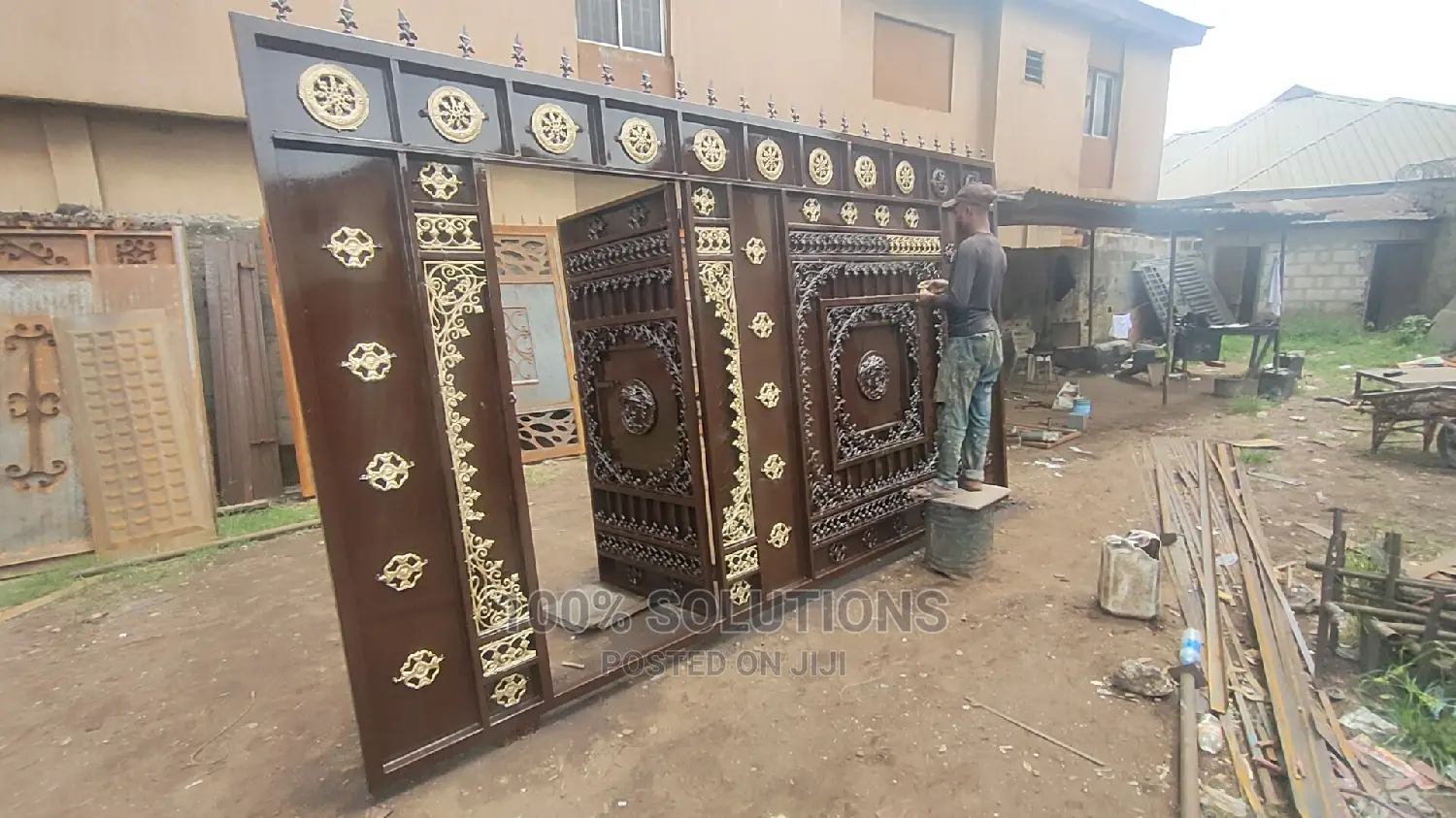 Standard Chocolate and Gold Rolling Gate for Sale