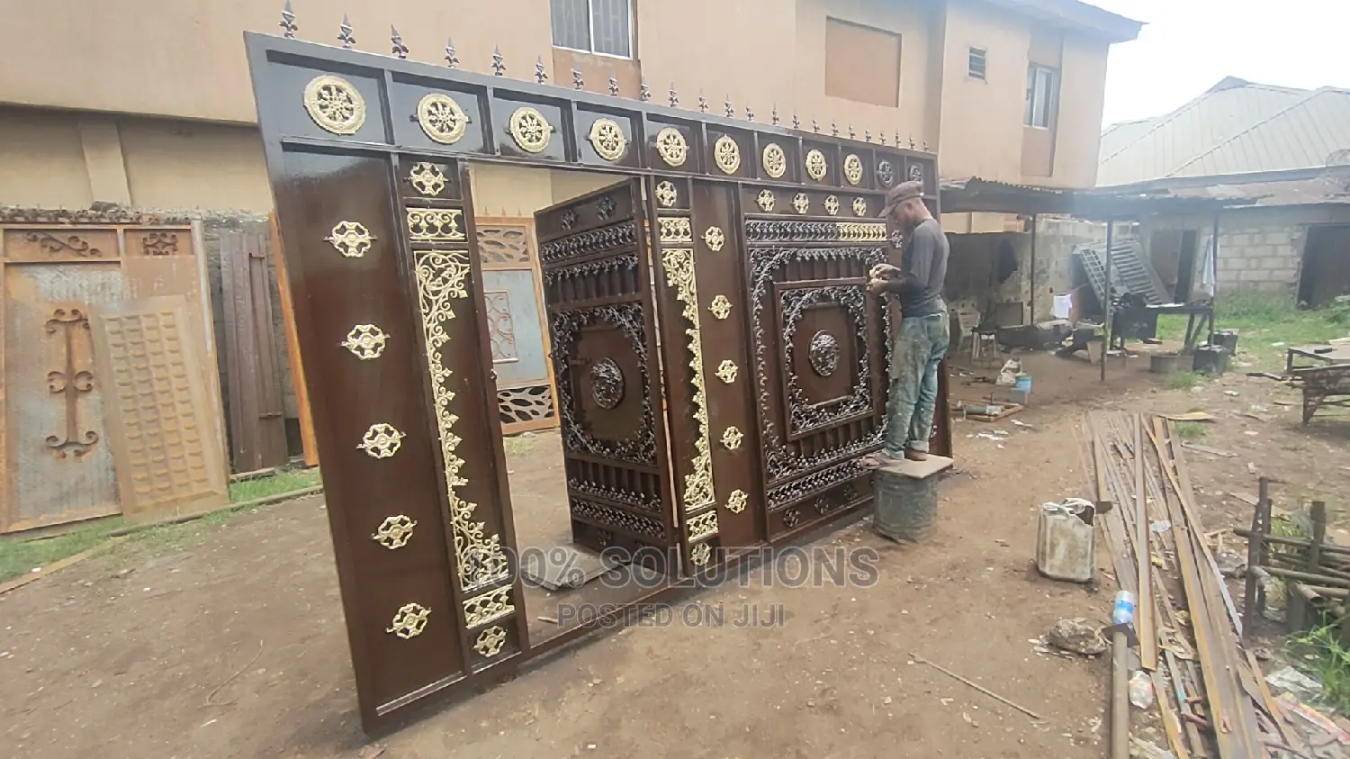 Standard Chocolate and Gold Rolling Gate for Sale