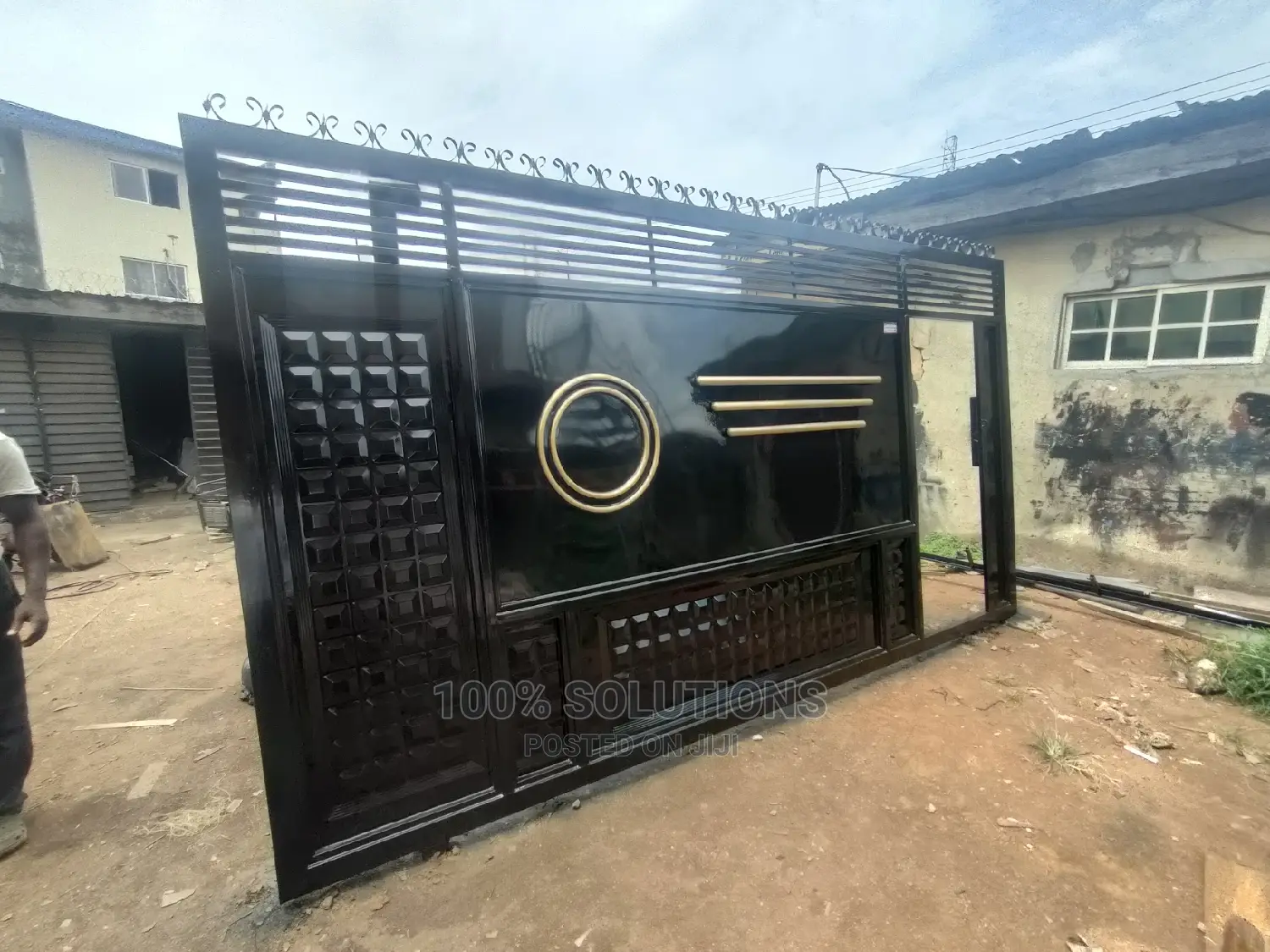 Standard Black With Touch of Gold Rolling Gate for Sale