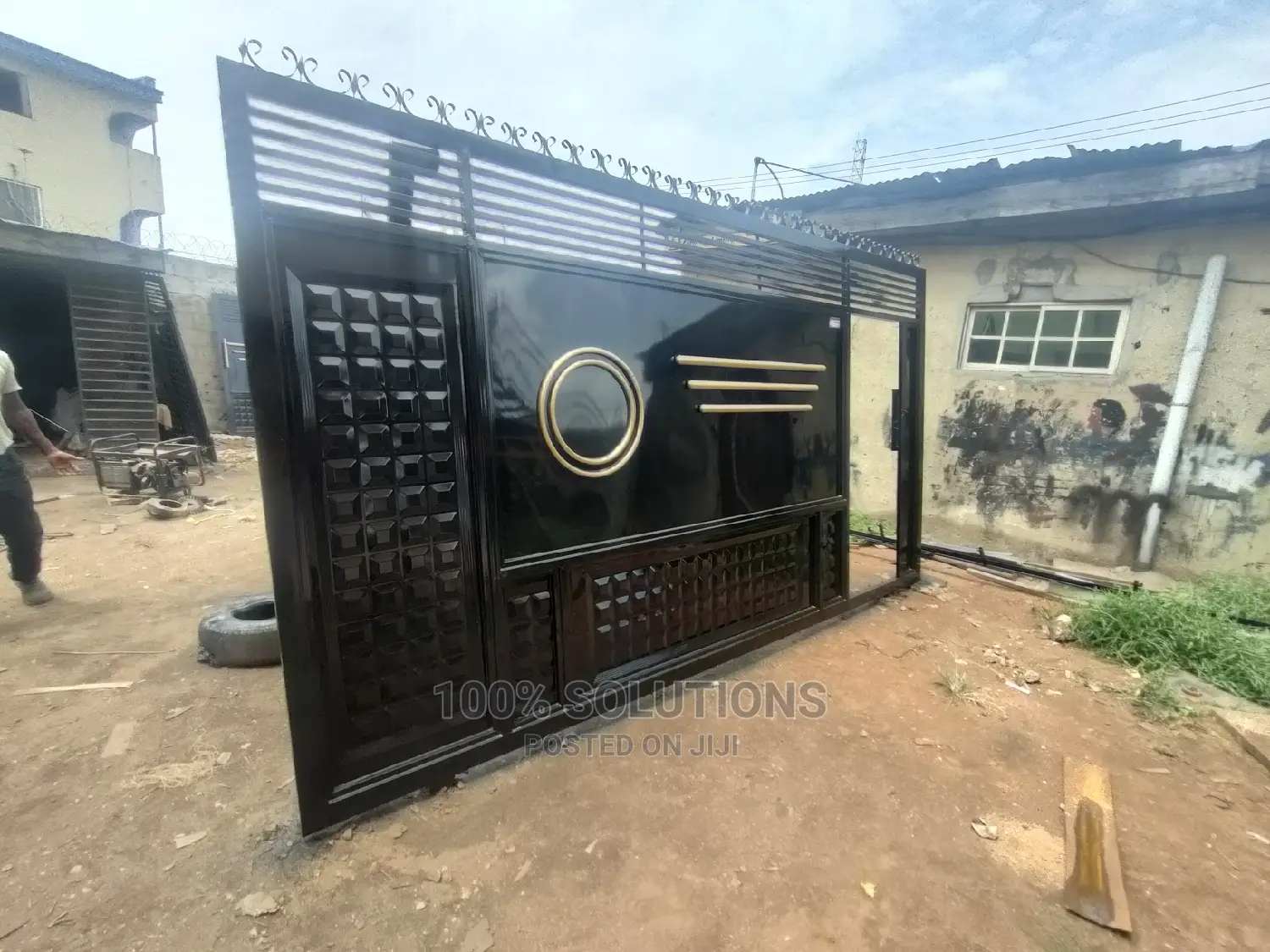 Standard Black With Touch of Gold Rolling Gate for Sale