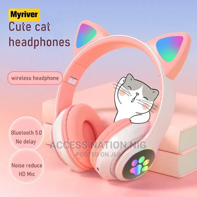 STN28 Foldable LED Gaming Headset Wirecat Ear Gift Over Head