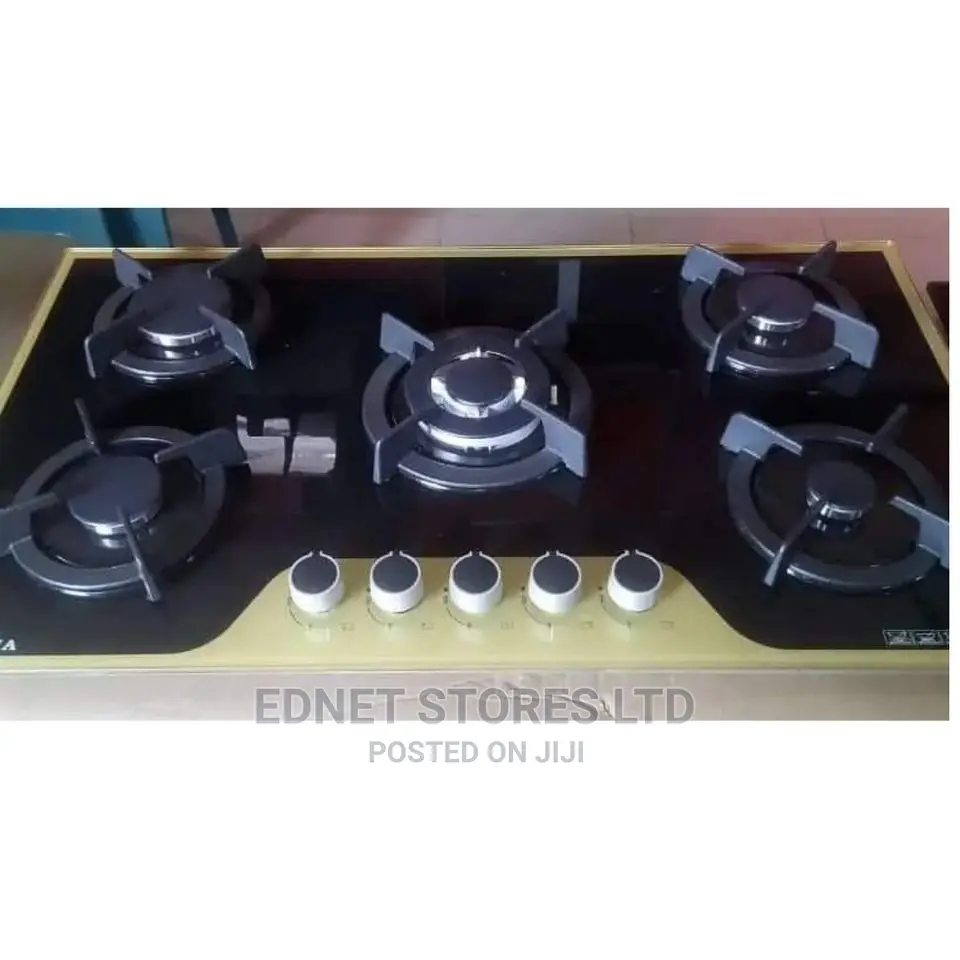 Phiima 90cm Tempered Glass 5 All Gas Burner Goldrimed High Q