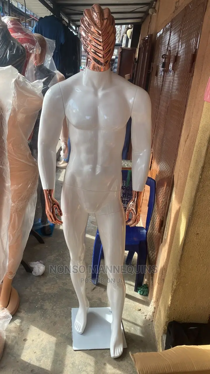 Rose Gold and White Glossy Fibre Male Mannequins