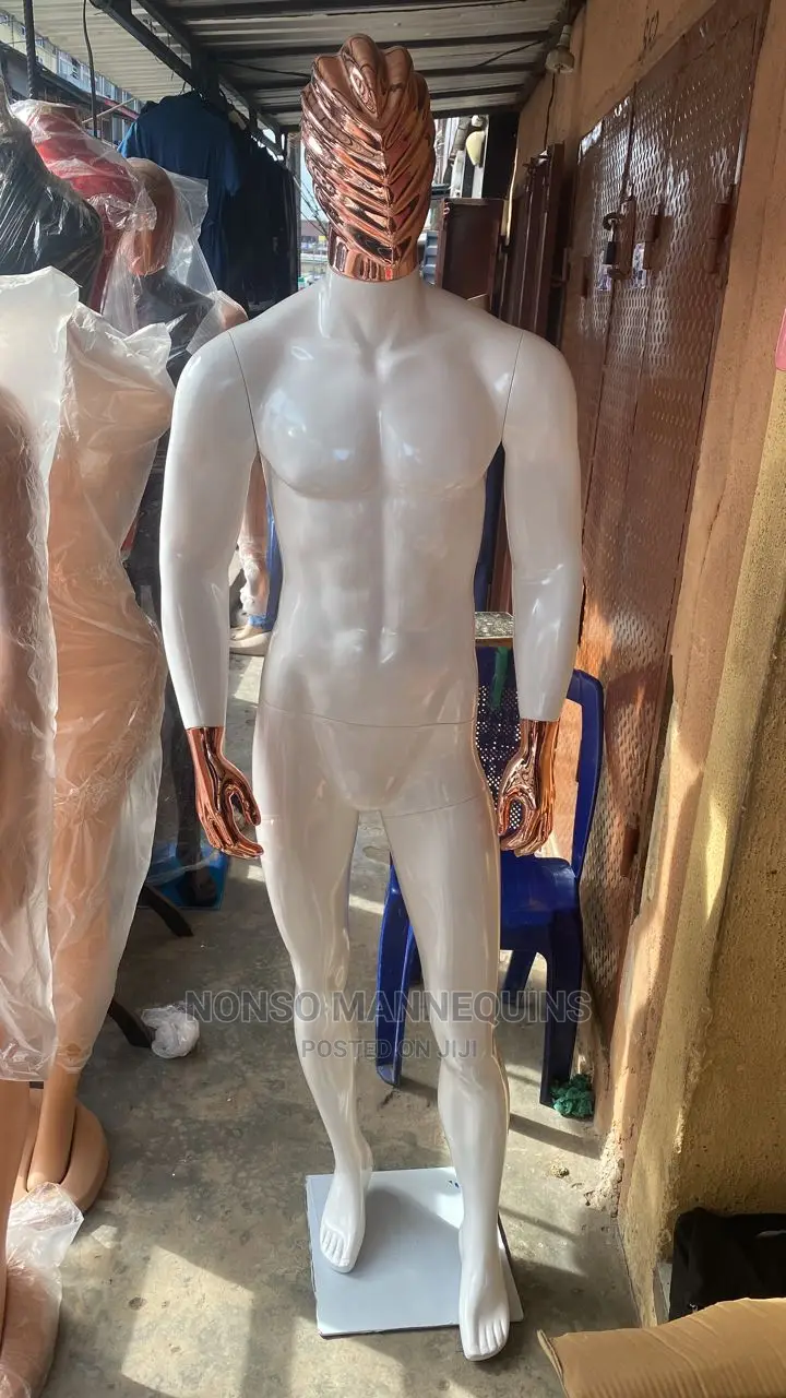 Rose Gold and White Glossy Fibre Male Mannequins