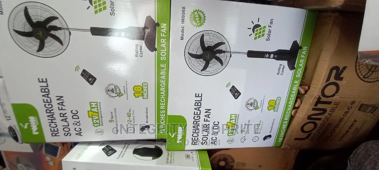 IWIN ENERGY 18 Inches Rechargeable Solar AC DC Standing Fan