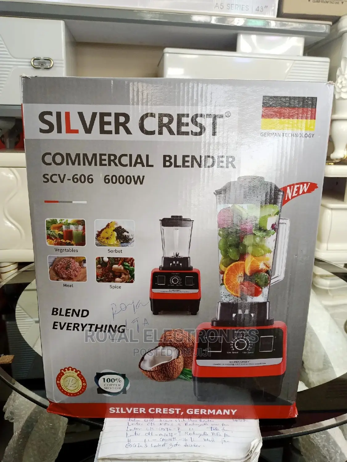 High Quality Silver Crest 6000W Commerical Blender