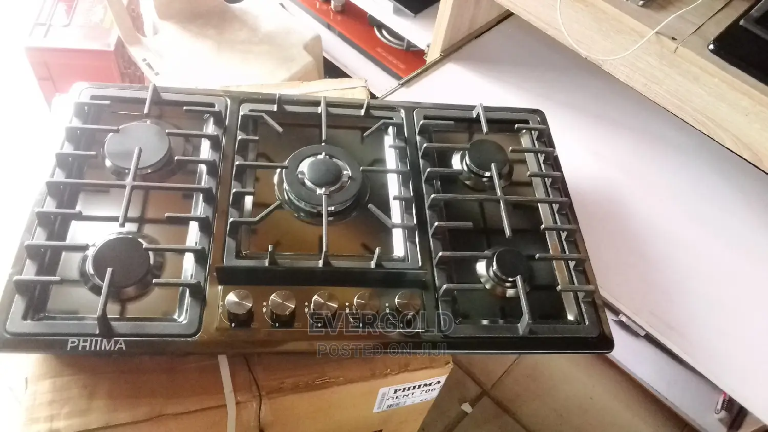 5 Burner Stainless Steel Black Phima Cooker Hob Available