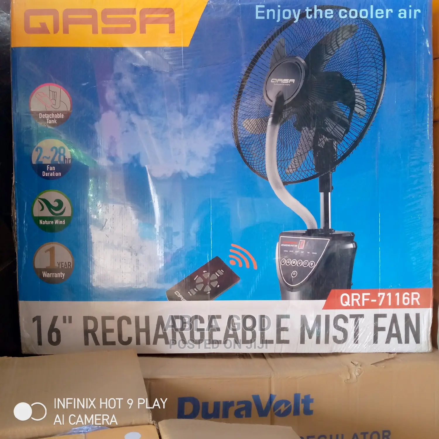 QASA 16" Rechargeable Mist Fan