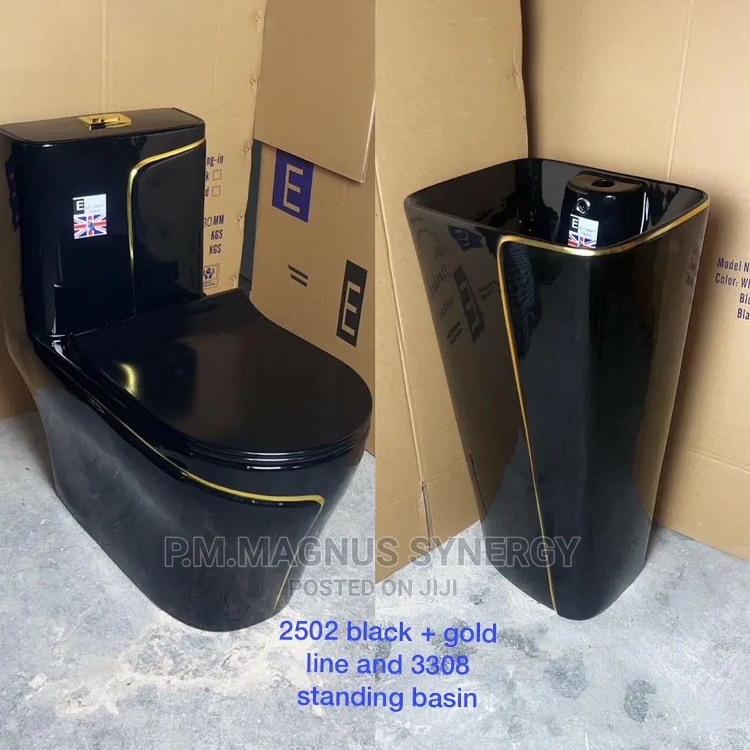 England Standard Black an White Water Closet Toilet.