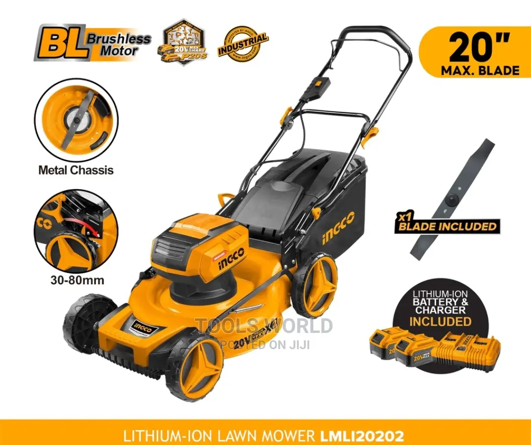INGCO Lithium-Ion Cordless Lawn Mower 40V 20" Inch Hand Push