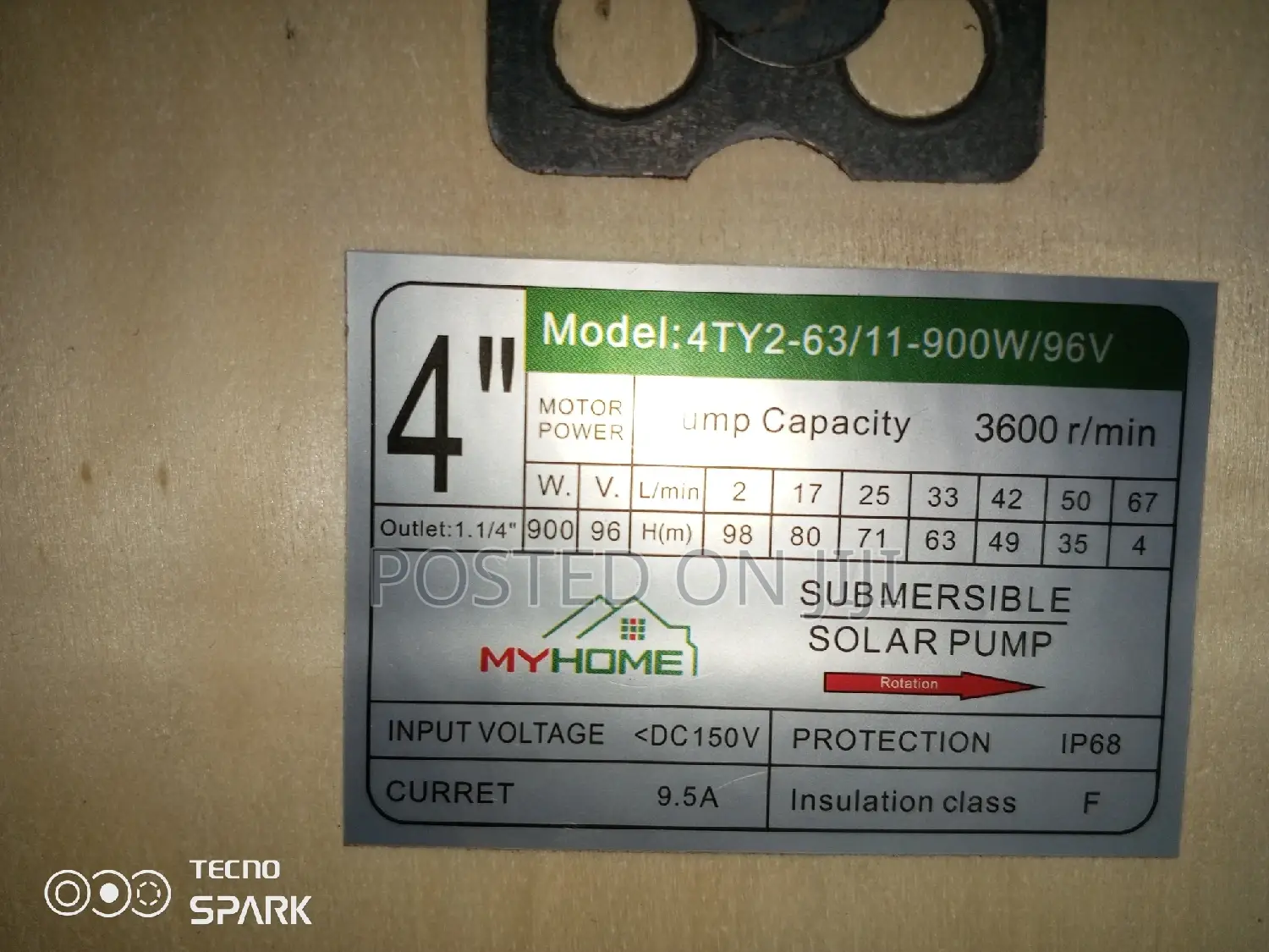 Myhome 900w 96v 1hp 4" Submersible Solar Pumping Machine