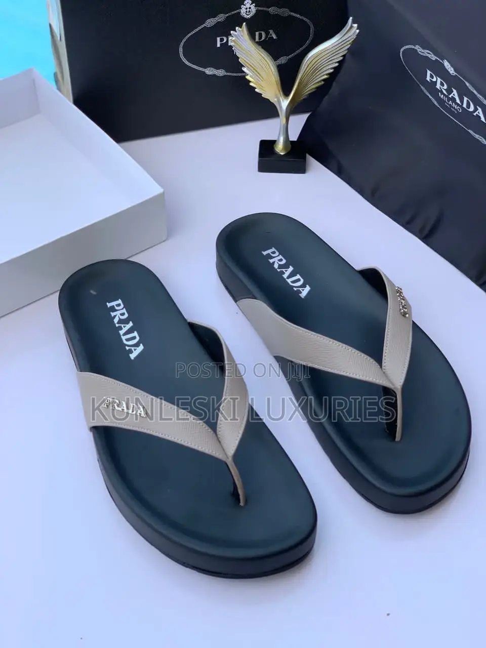 Original Prada Men Casual Leather Slippers