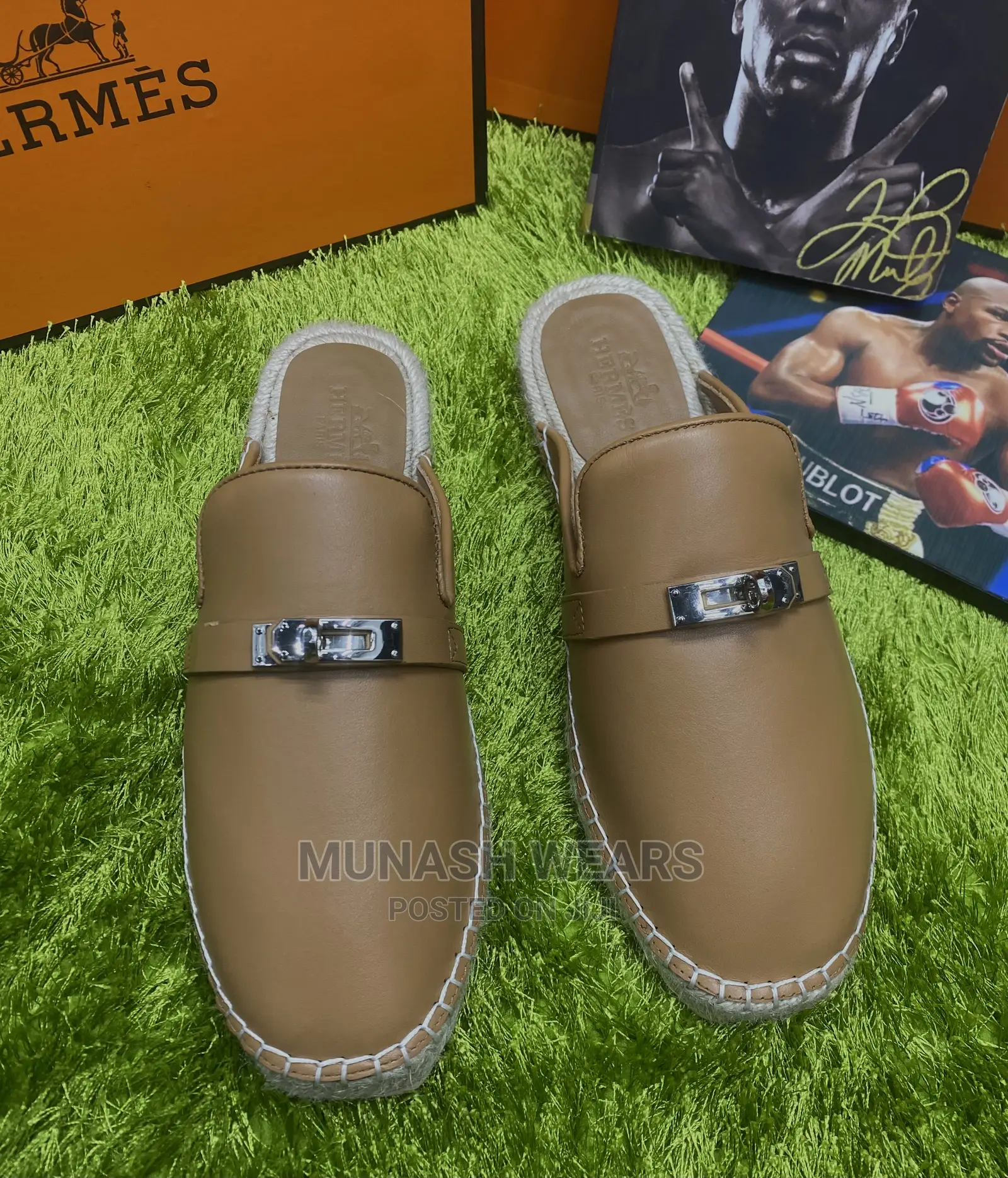 Luxury Hermes Wooden Half Shoe
