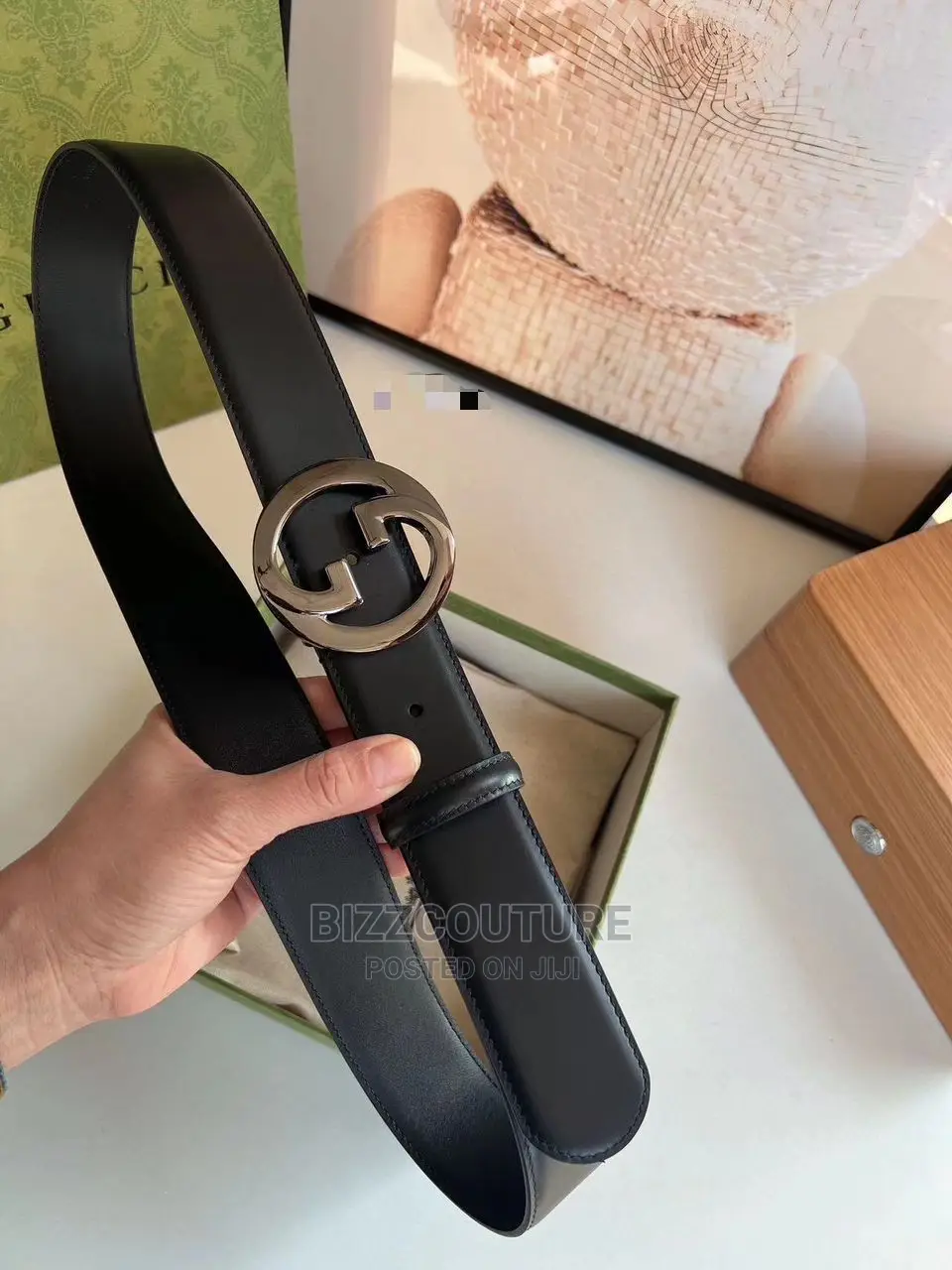 Original GUUCI GG Black Pure Leather Belts Available Instore