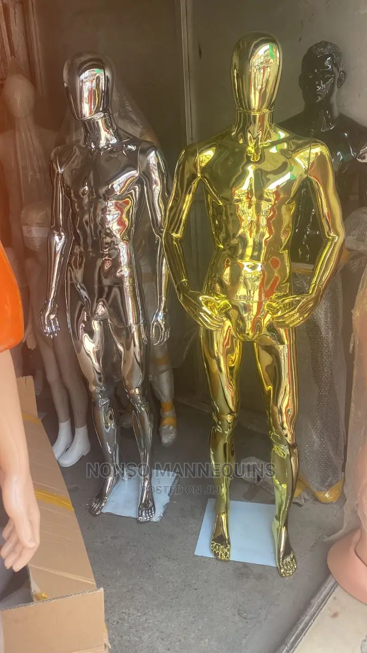 Gold and Silver Chrome Faceless Male Mannequins Full Body