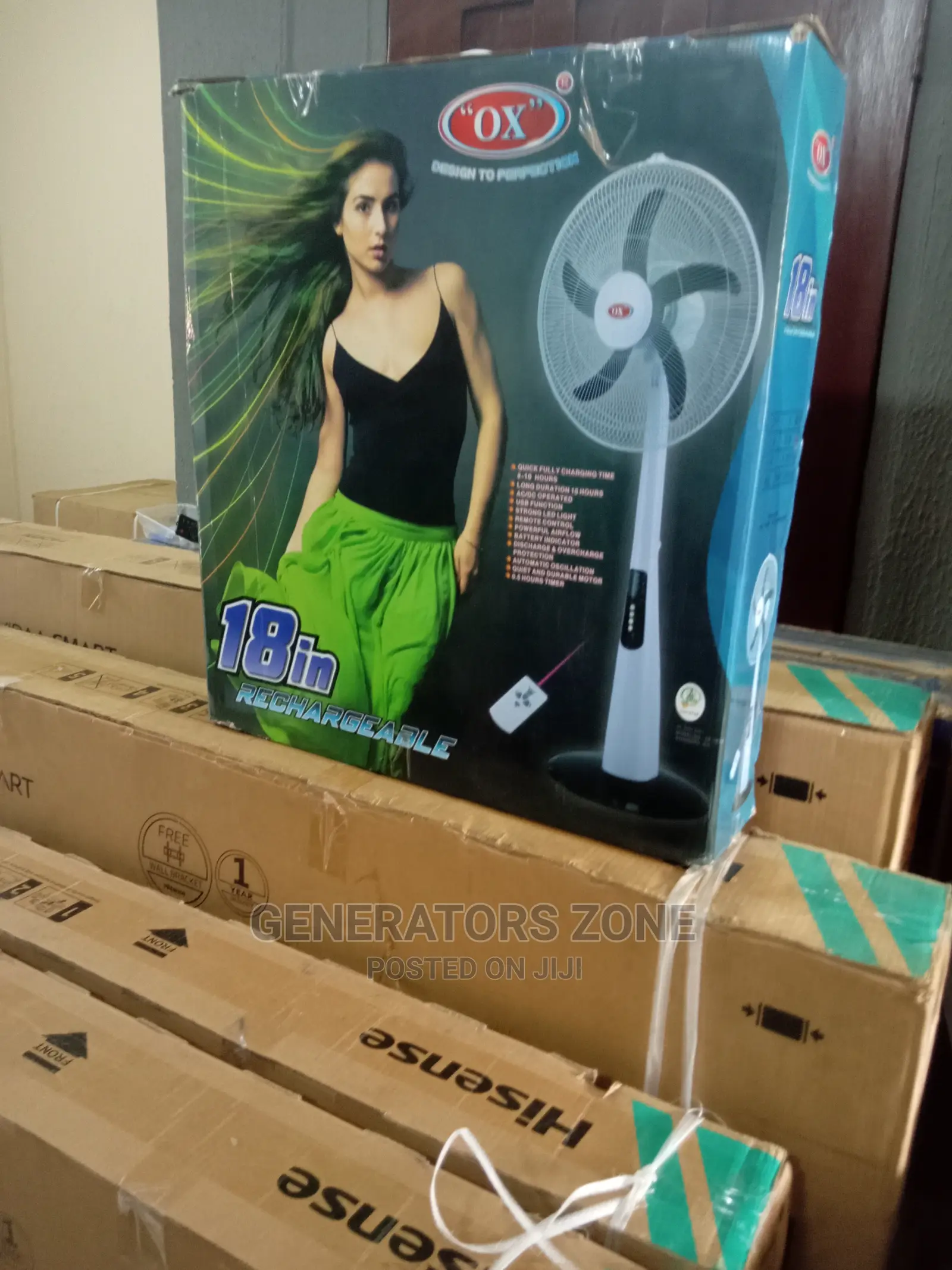 Affordable OX Rechargeable Fan 18inch PLUS USB Function