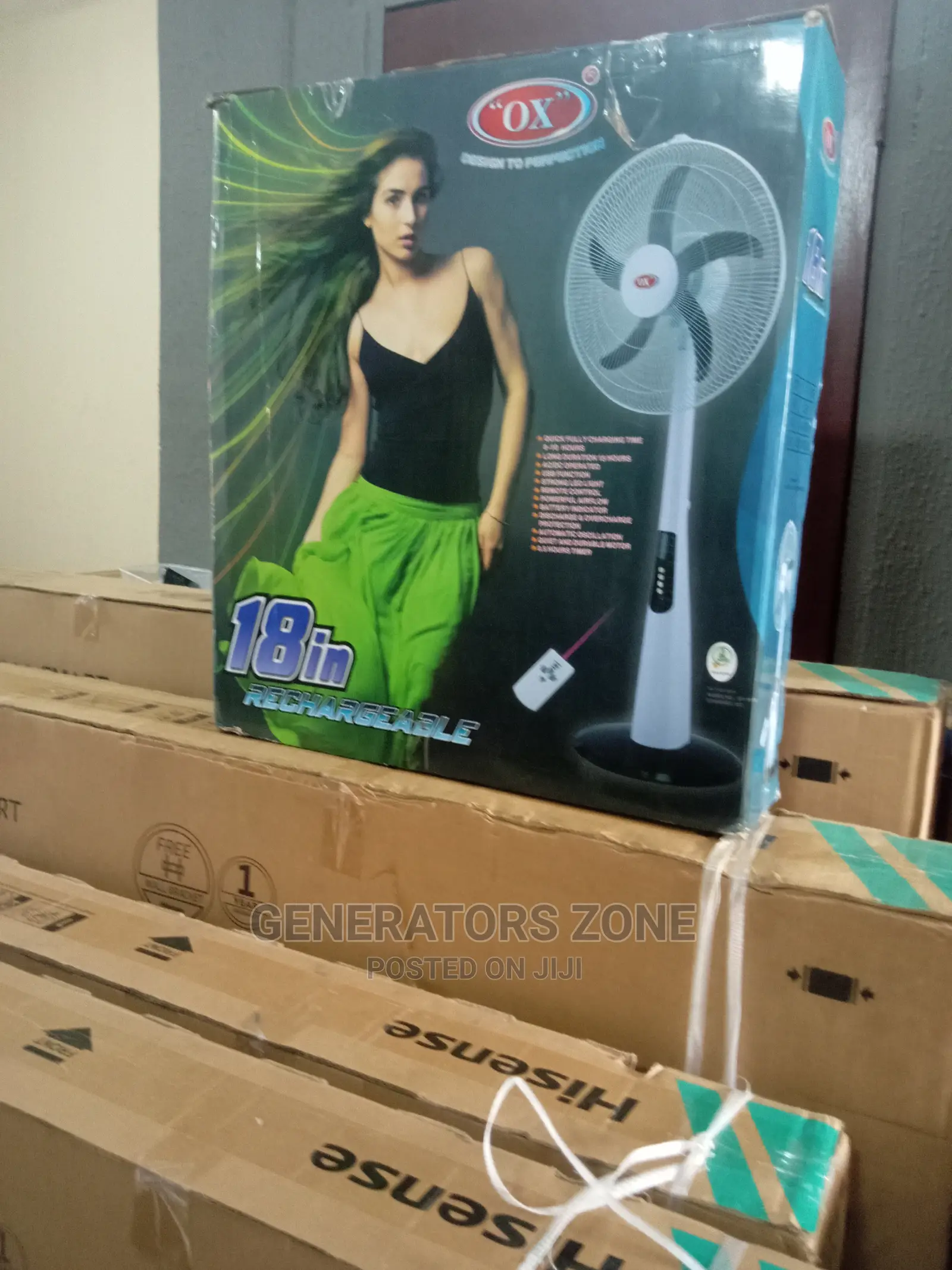 Brand-New 18'' Rechargeable OX Standing Fan(Remote Control)