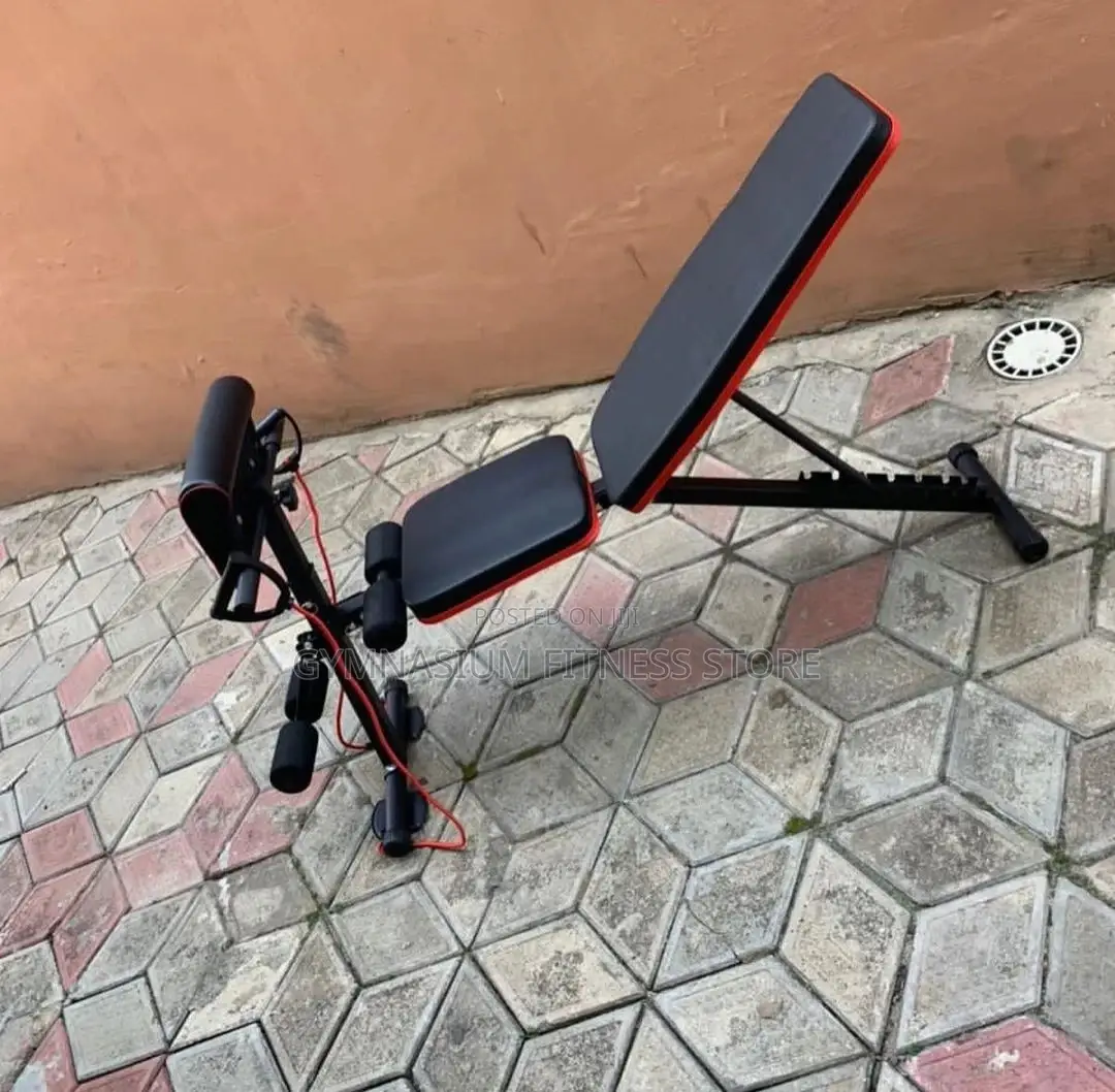 Adjustable Workout Bench With Curl Pad Red and Black 22