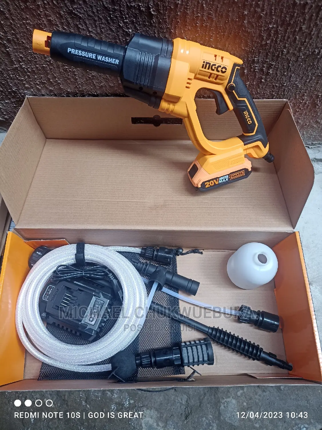 INGCO Lithium-Ion Cordless Pressure Washer 20V
