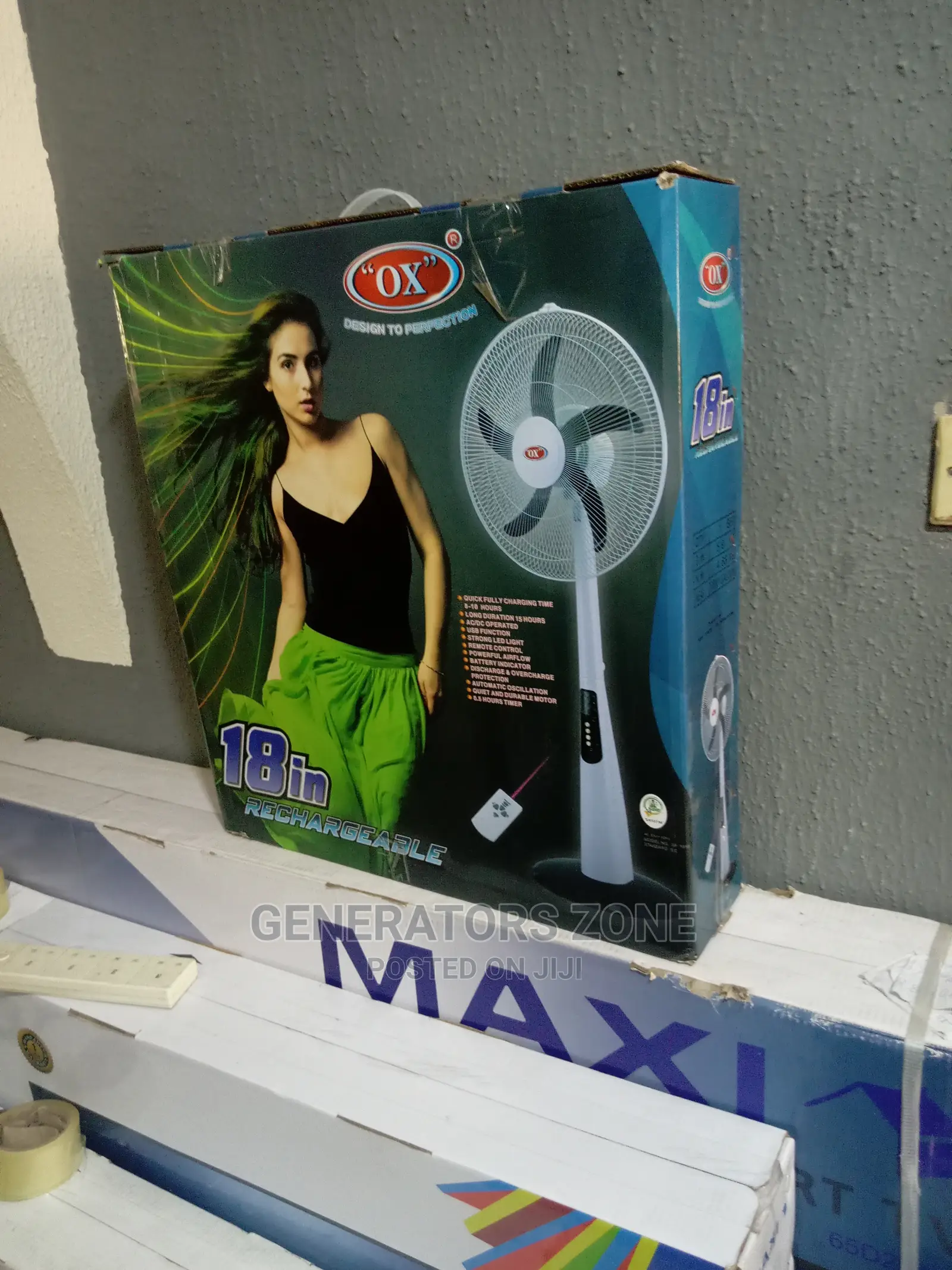 Affordable 18'' Remote Control OX Standing Fan Rechargeable
