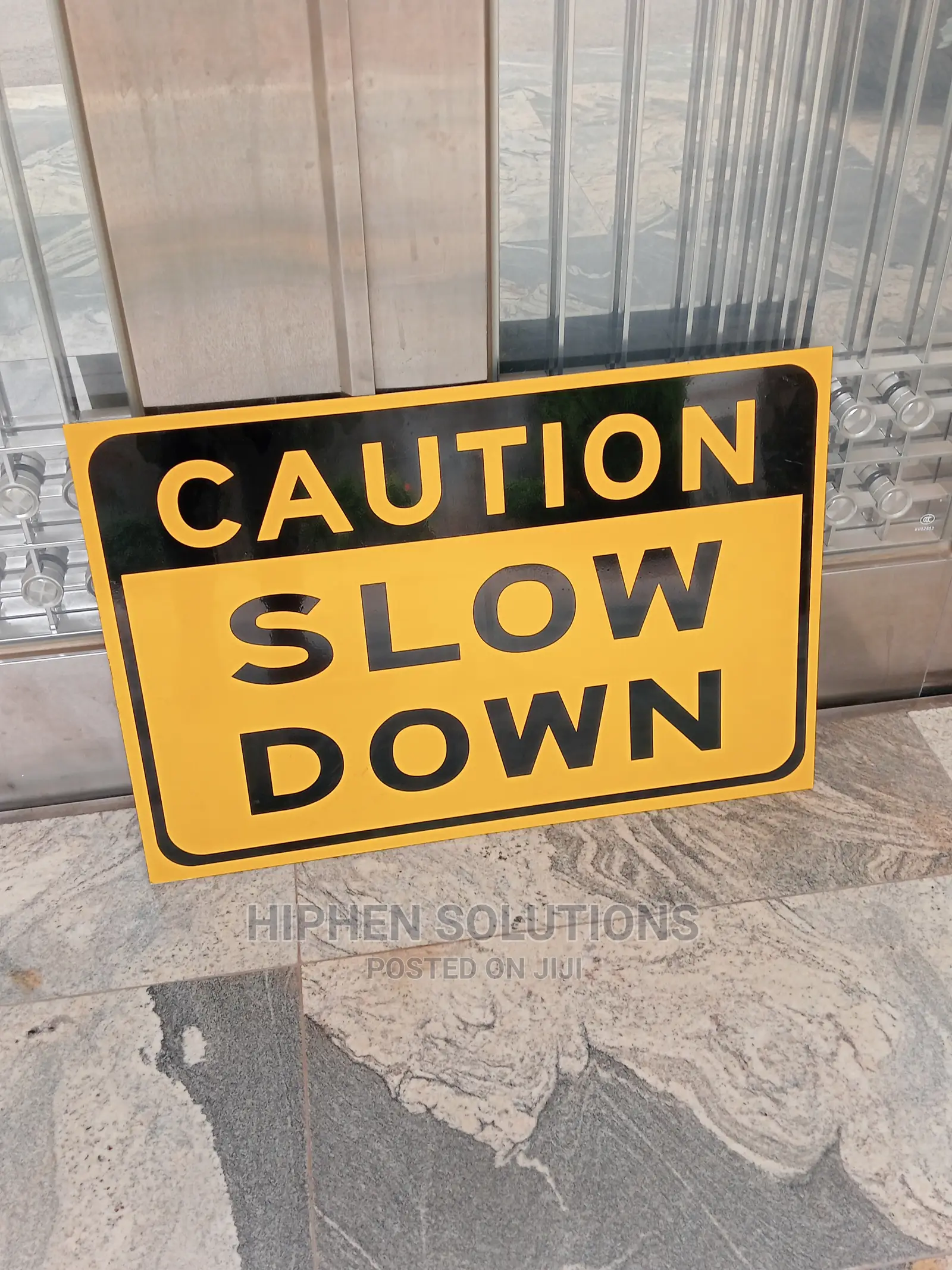 Yellow Caution Slow Down Pedestrian Traffic Sign