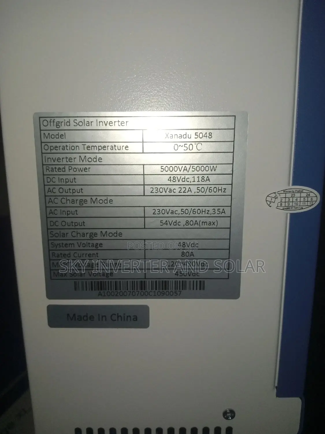 5kva/48v/80a Hybrid Inverter ( With Inbuilt MPPT Charger)