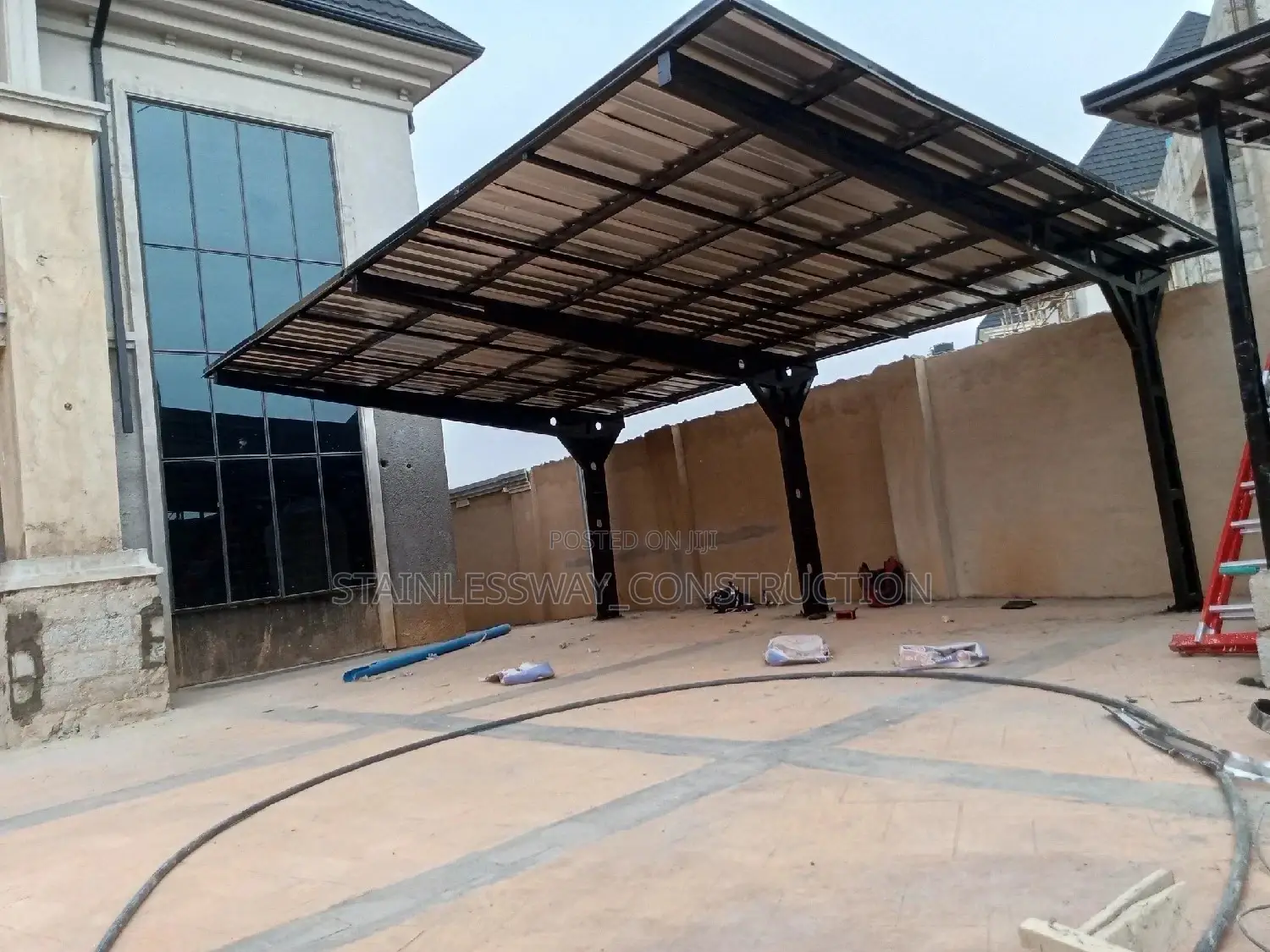 3 Cars Parking Shade With 5.5 Aluminium Roofing