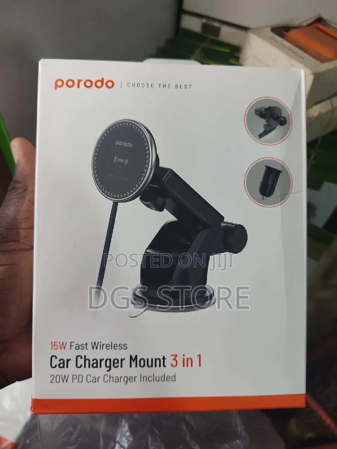 Porodo 15w Fast Wireless Car Charger Mount 3in1 20wpdcharger