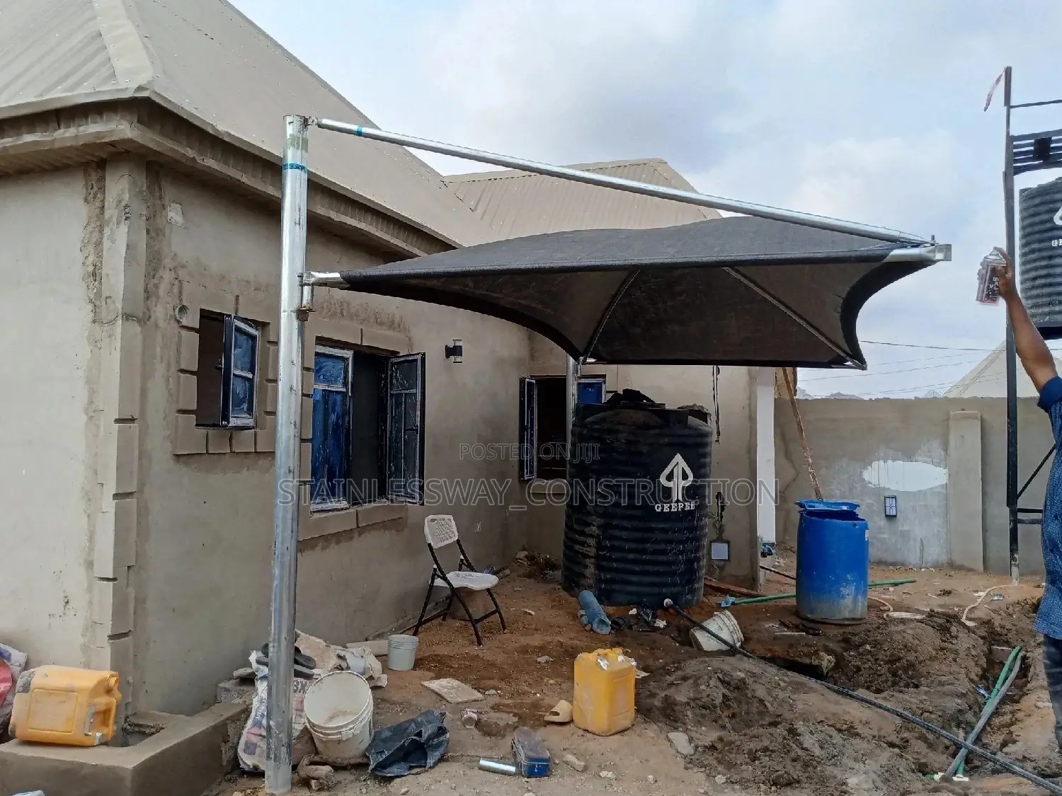Single Black Net Carport Cover