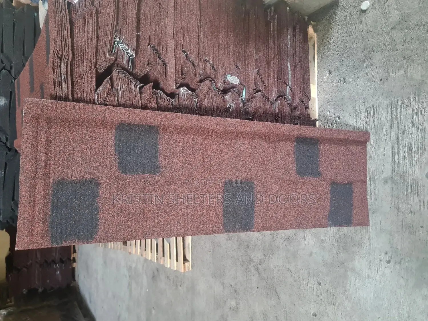 Wine Dot Black Shingle Roofing Sheet