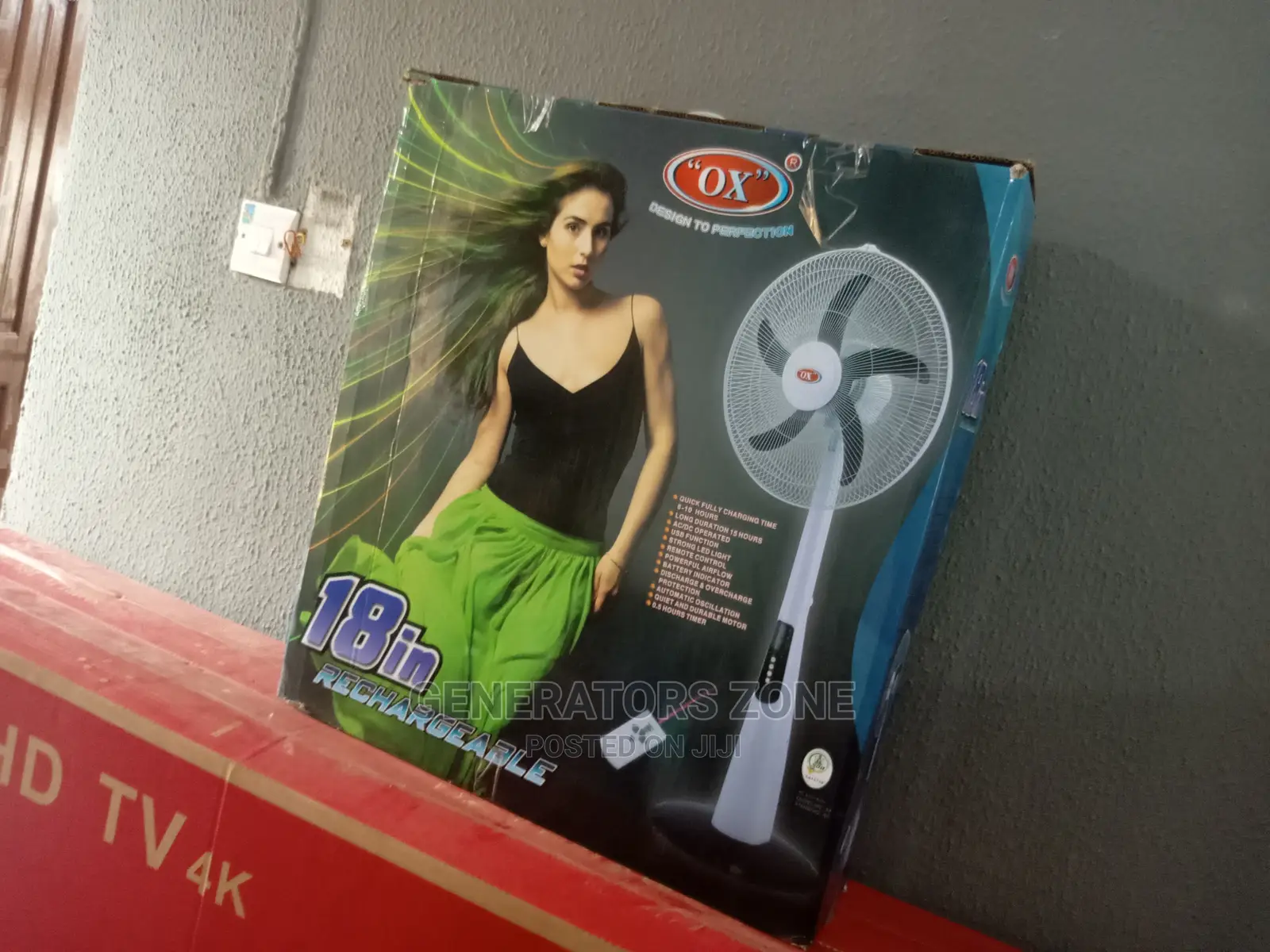 18'' Brand New OX Standing Fan(Rechargeable)+Remote Control