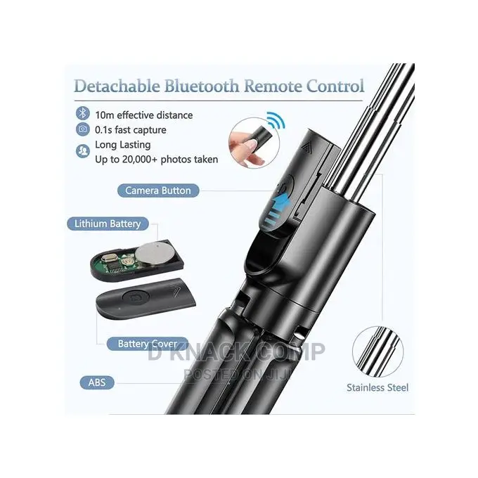 Selfie Stick With Led Light, Remote, Tripod for Live Videos