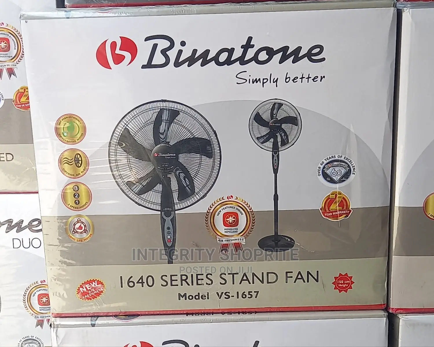Binatone 1640 Series Stand Fan (VS-1657) - Black