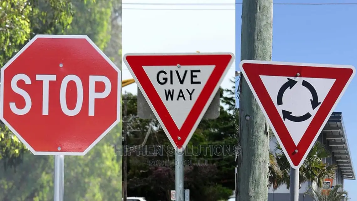 Traffic Sign Give Way And Stop For Warning Symbol
