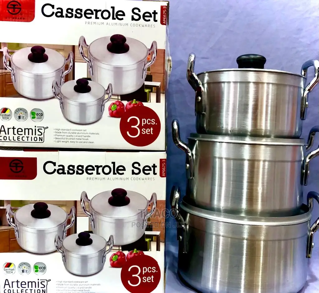 Artemis Aluminum Cookware (3 Pieces Casserole Set)