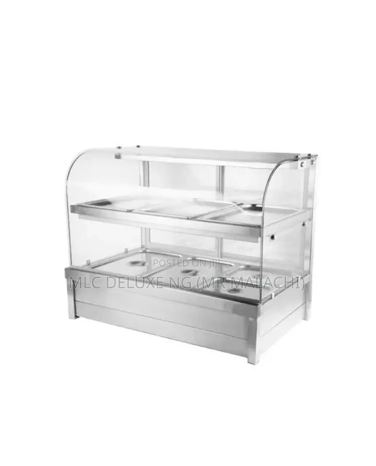 Thick Curved Glass Imported Food Warmer/3 Plates Up N Down